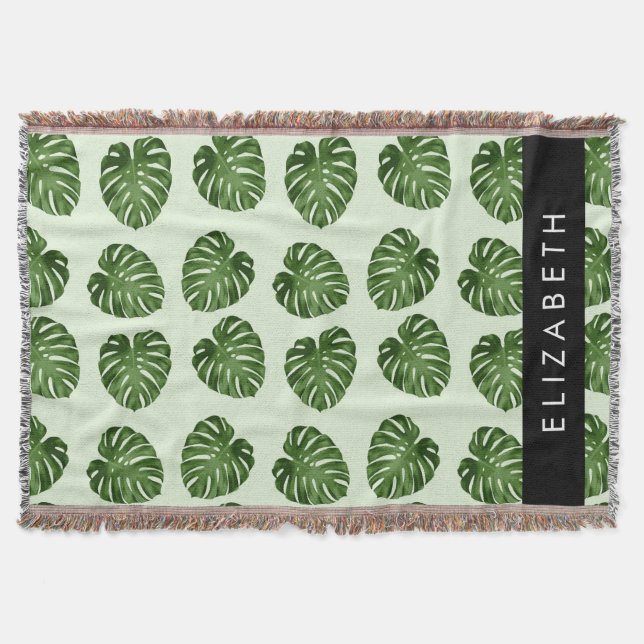 Palm-Blätter, tropisches Muster, Ihr Name Decke (Vorderseite)