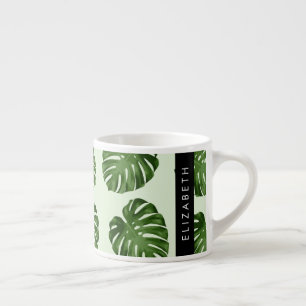 Palm-Blätter, tropisches Muster, Ihr Name Espressotasse