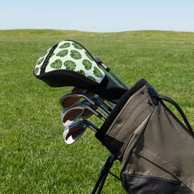 Palm-Blätter, tropisches Muster, Ihr Name Golf Headcover (In SItu)