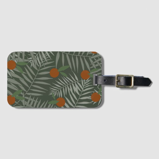 Palm-Blätter und Orangen Gepäckanhänger (Vorderseite (Horizontal))