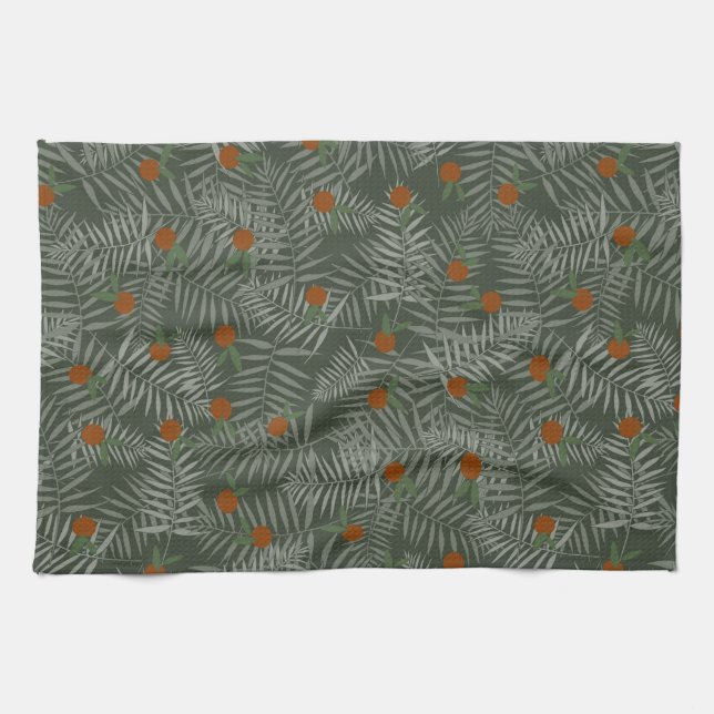 Palm-Blätter und Orangen Geschirrtuch (Horizontal)