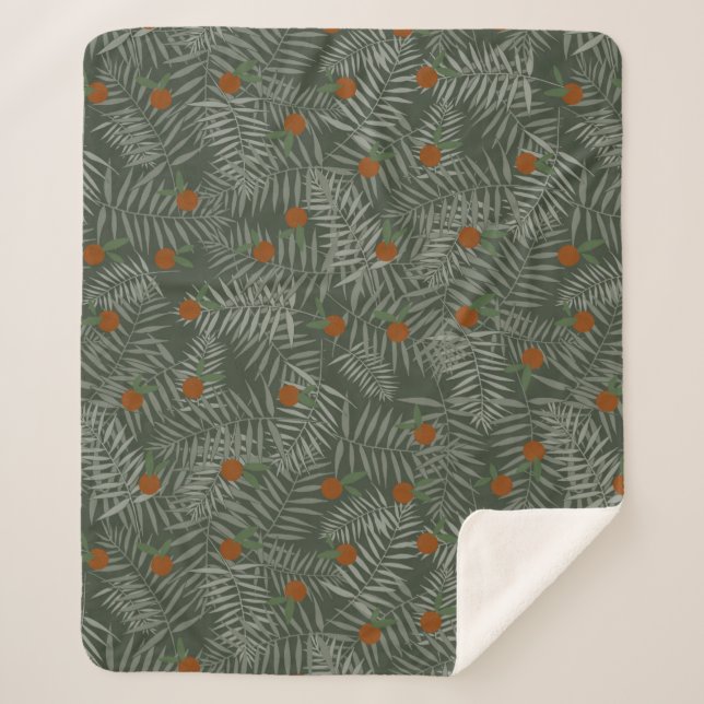 Palm-Blätter und Orangen Sherpadecke (Vorderseite)