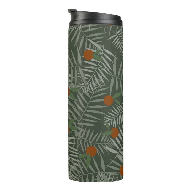 Palm-Blätter und Orangen Thermosbecher (Nach rechts gedreht)
