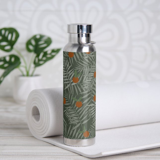 Palm-Blätter und Orangen Trinkflasche (Yoga)