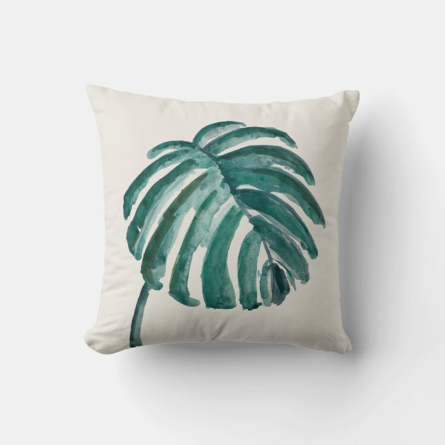 Palm Branch Tropical Botanical Throw Kissen (Vorderseite)