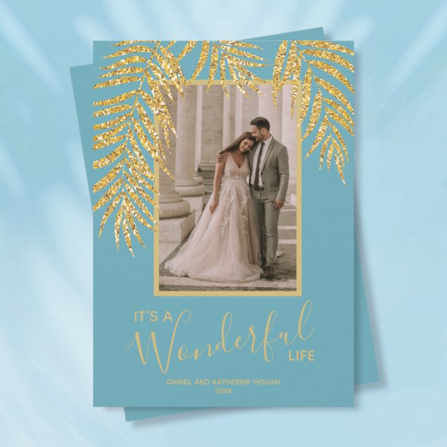 Palm Christmas Tropical Foto Feiertagskarte (Von Creator hochgeladen)