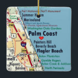 Palm Coast FL Map Keramikornament<br><div class="desc">Palm Coast Florida Christmas ornament made with vintage road map.</div>