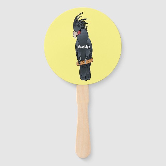 Palm Cockatoo Vogel Cartoon Illustration Fächer (Vorderseite)