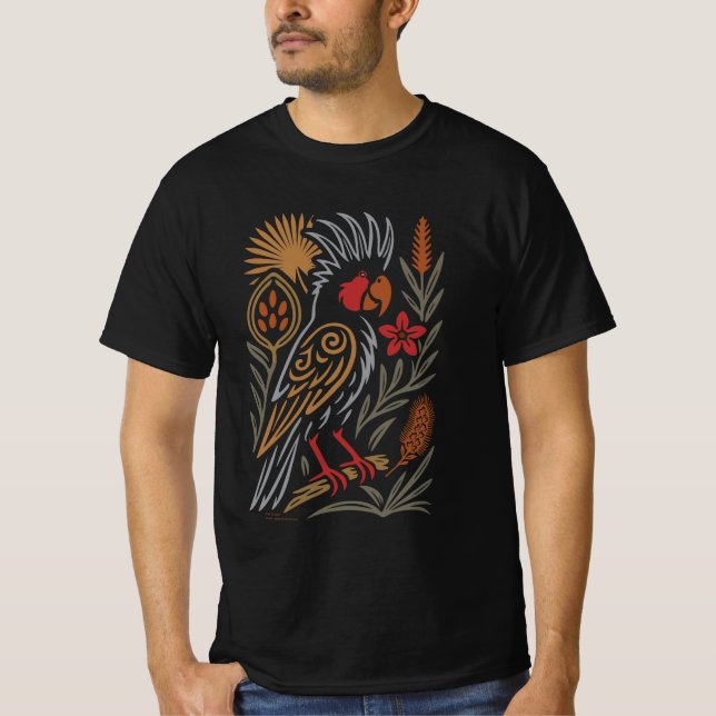 Palm Cockatoo with FNQ Flora – Aussie Wildlife. T-Shirt (Vorderseite)