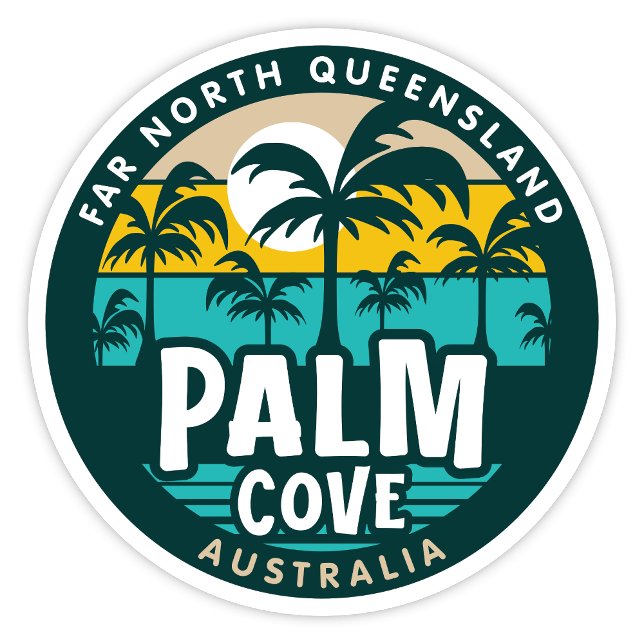Palm Cove, Queensland Australien Aufkleber (Palm Cove Far North Queensland, Australia Retro Round Sticker)