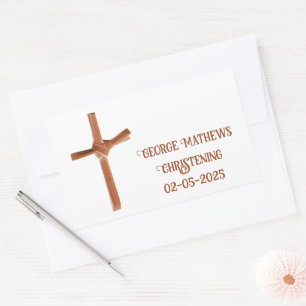 Palm Cross Personalisiert Christening & Communitat Rechteckiger Aufkleber
