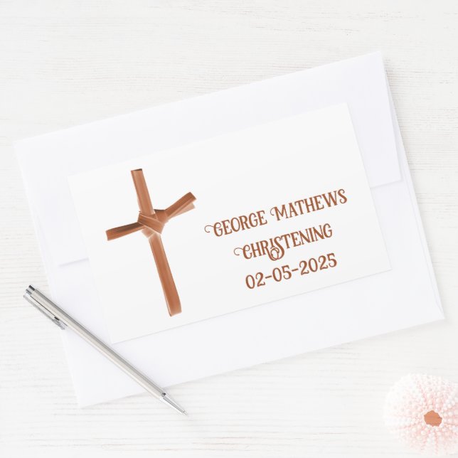 Palm Cross Personalisiert Christening & Communitat Rechteckiger Aufkleber (Umschlag)