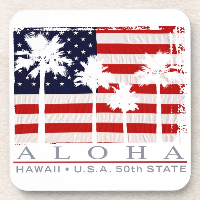 Palm Drapeau Hawaii Aloha Dessous de verre patriot (Devant)