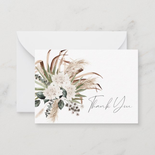 Palm Eucalyptus Beige Floral Merci Carte de note (Devant)