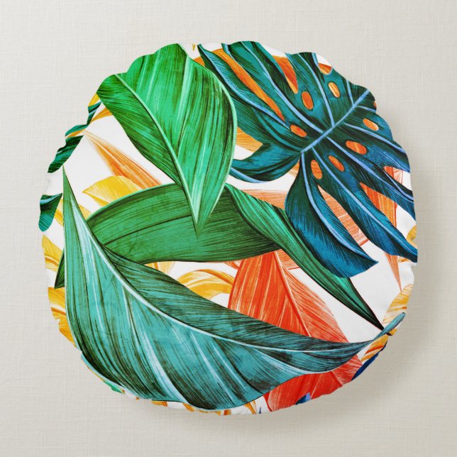 Palm feuille exotique accent coussin (Devant)