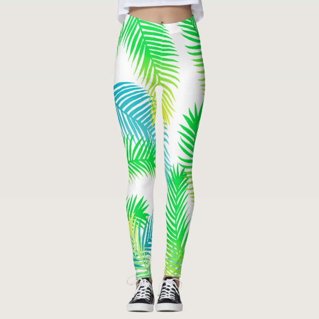 Palm Feuille Leggings Motifs - Botanique tropicale (Devant)