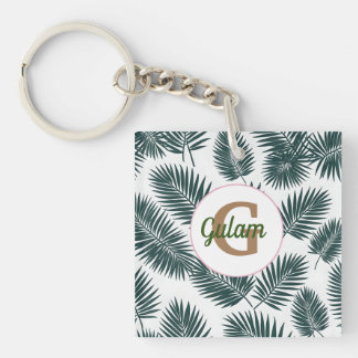 Palm feuille motif nom personnalisé et initiale
