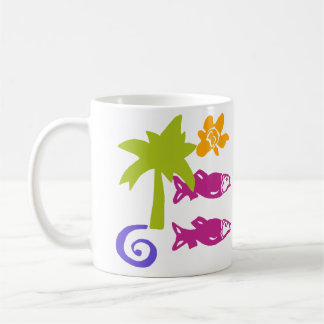 Palm & Fish Blockprint Tasse