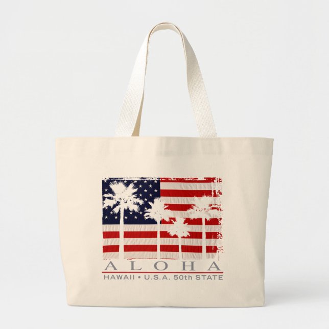 Palm Flag Hawaiian Flag Beach Bag Jumbo Stoffbeutel (Vorne)
