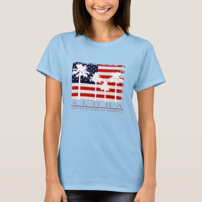 Palm Flag USA Ladys T - Shirt (Vorderseite)