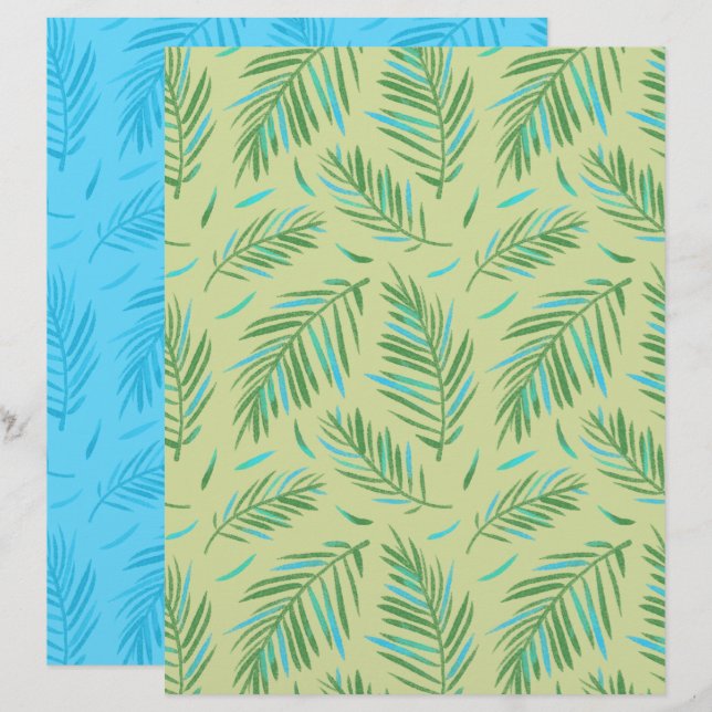 Palm Green Scrapbook Papier (Vorne/Hinten)