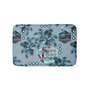 Palm Hawaiisch-blaues Monogramm personalisiert Badematte
