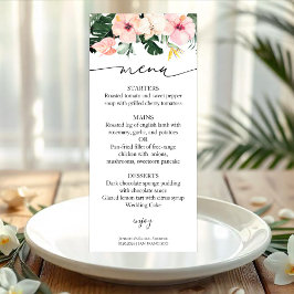 Palm Hibiskus Tropical Brautparty Menu Card