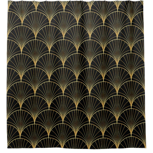Palm Leaf Art Deco Muster Duschvorhang (Vorderseite)