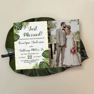 Palm Leaf Beach Hochzeitskarte für das Foto Folieneinladung