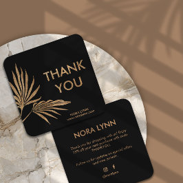 Palm Leaf Black und Gold Vielen Dank Quadratische Visitenkarte