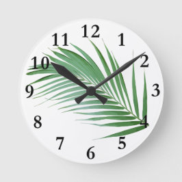 Palm Leaf Frond Botanical Design Clock Runde Wanduhr