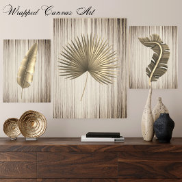 Palm Leaf Gold mit Bronze Hintergrund Leinwanddruck