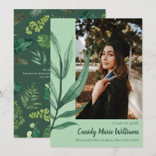 Palm Leaf Green Plant Graduation Announcement Einladung