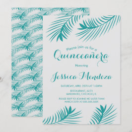 Palm Leaf Greenery Quinceañera Sweet 16 Einladung