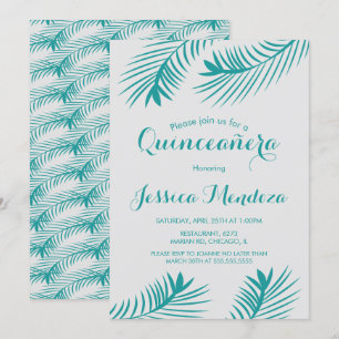 Palm Leaf Greenery Quinceañera Sweet 16 Einladung