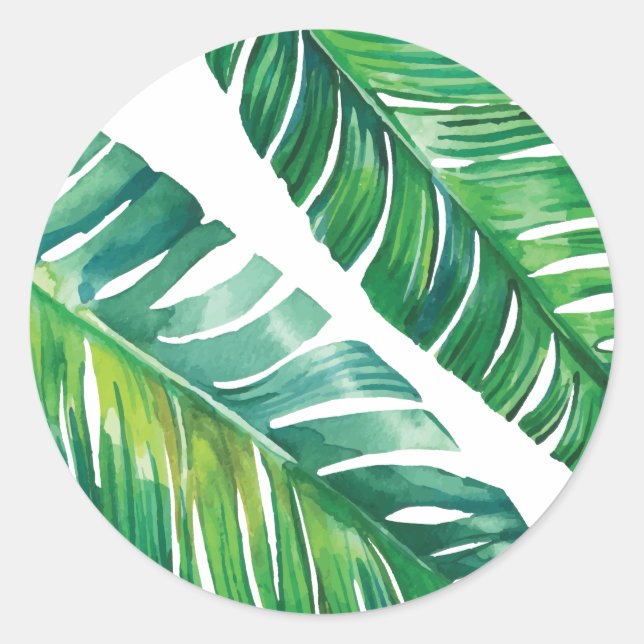 Palm Leaf Hochzeit in Urlaubsort Sticker (Vorderseite)