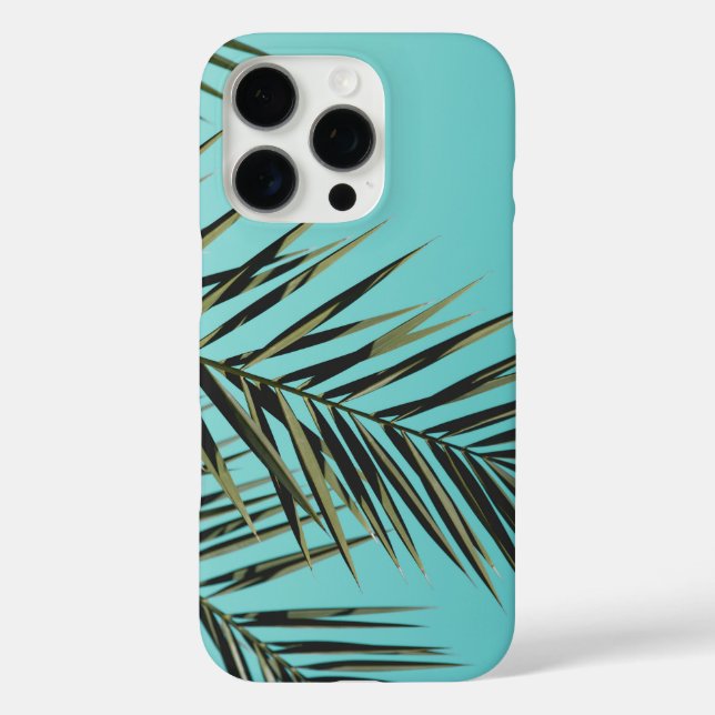 Palm Leaf iPhone Case - Minimal Tropical Blue Sky (Rückseite)
