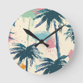 Palm Leaf Kids Watch Runde Wanduhr