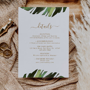 Palm Leaf Mariage Tropical Détails Carte de boîtie