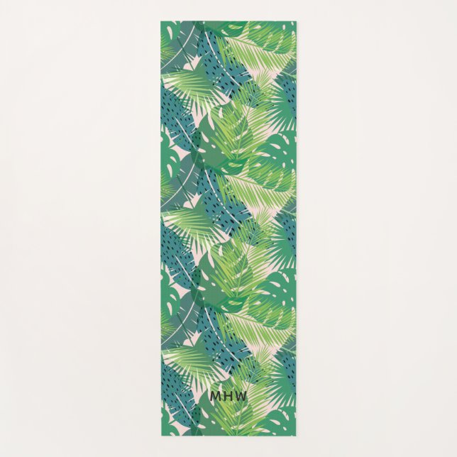 Palm Leaf Muster kundenspezifische Monogramm Yogma Yogamatte (Vorderseite)