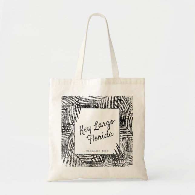 Palm Leaf Personalisierte Hochzeit in Urlaubsort W Tragetasche (Vorne)