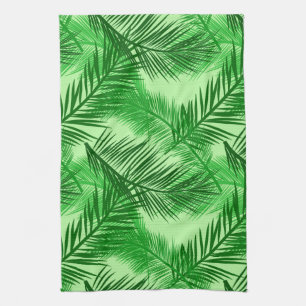 Palm Leaf Print, Emerald und Light Lime Green Geschirrtuch