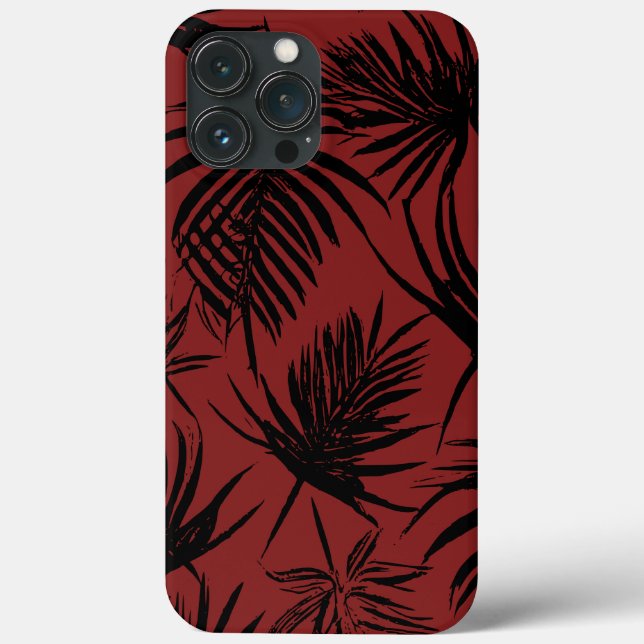 Palm Leaf - Rot und Schwarz-Blumen-Design Case-Mate iPhone Hülle (Rückseite)