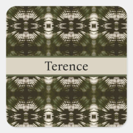 Palm Leaf Shadow Army Green, anpassbar Quadratischer Aufkleber