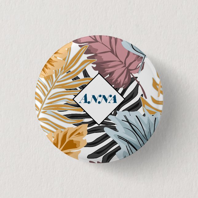 Palm leaves, Tropical, Botanical, Dschungel, Fores Button (Vorderseite)