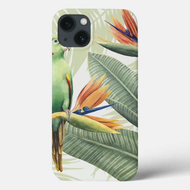 Palm Leaves With Green Bird Case-Mate iPhone Hülle (Rückseite)