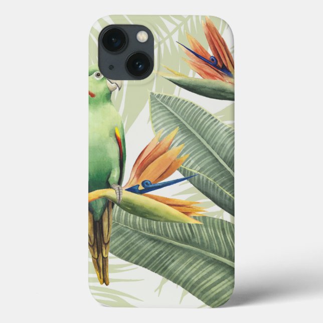 Palm Leaves With Green Bird Case-Mate iPhone Hülle (Rückseite)