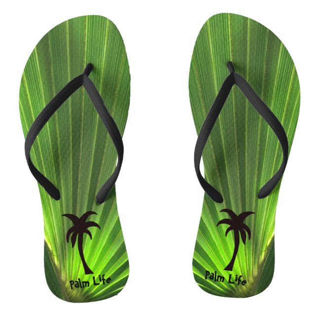 Palm Life | Green Palm Frond Palm Tree Unisex Flip Flops (Fußbett)