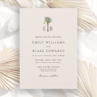 Palm-Logo Elegantes Tropisches Monogramm-Hochzeit