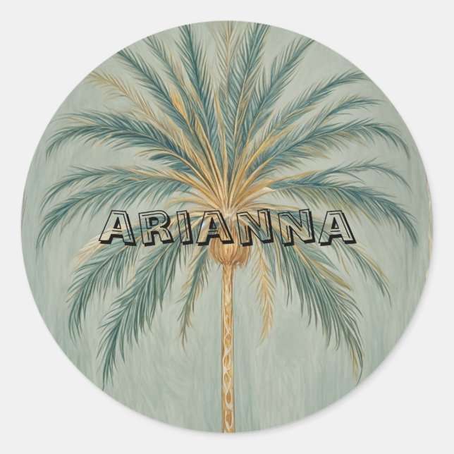 Palm Majestät: Single Palm Tree Design Runder Aufkleber (Vorderseite)